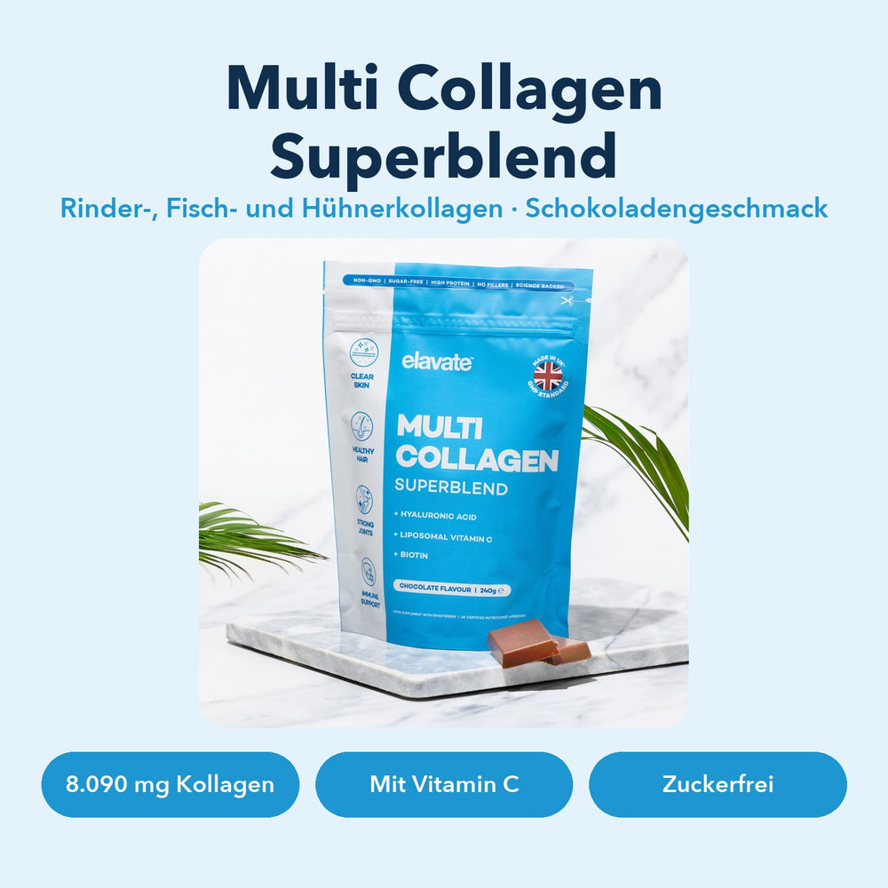Multi Collagen Superblend: Rinder-, Fisch- und Hühnerkollagen, Schokoladengeschmack